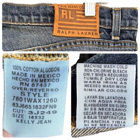 Ralph Lauren Polo Blue Jeans Men’s Size 16x32 Kelly Straight Leg 5 Pocket Unisex - Picture 8 of 8